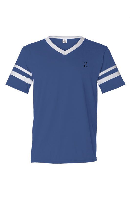 V-Neck Striped Sleeves Jersey